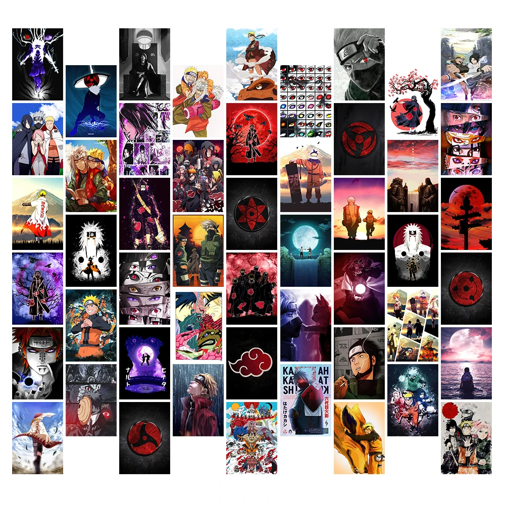 

50 шт. популярный японский ниндзя файтинг аниме красочная бумага высокой четкости манга Набор открыток для бара домашнее искусство настенное украшение
