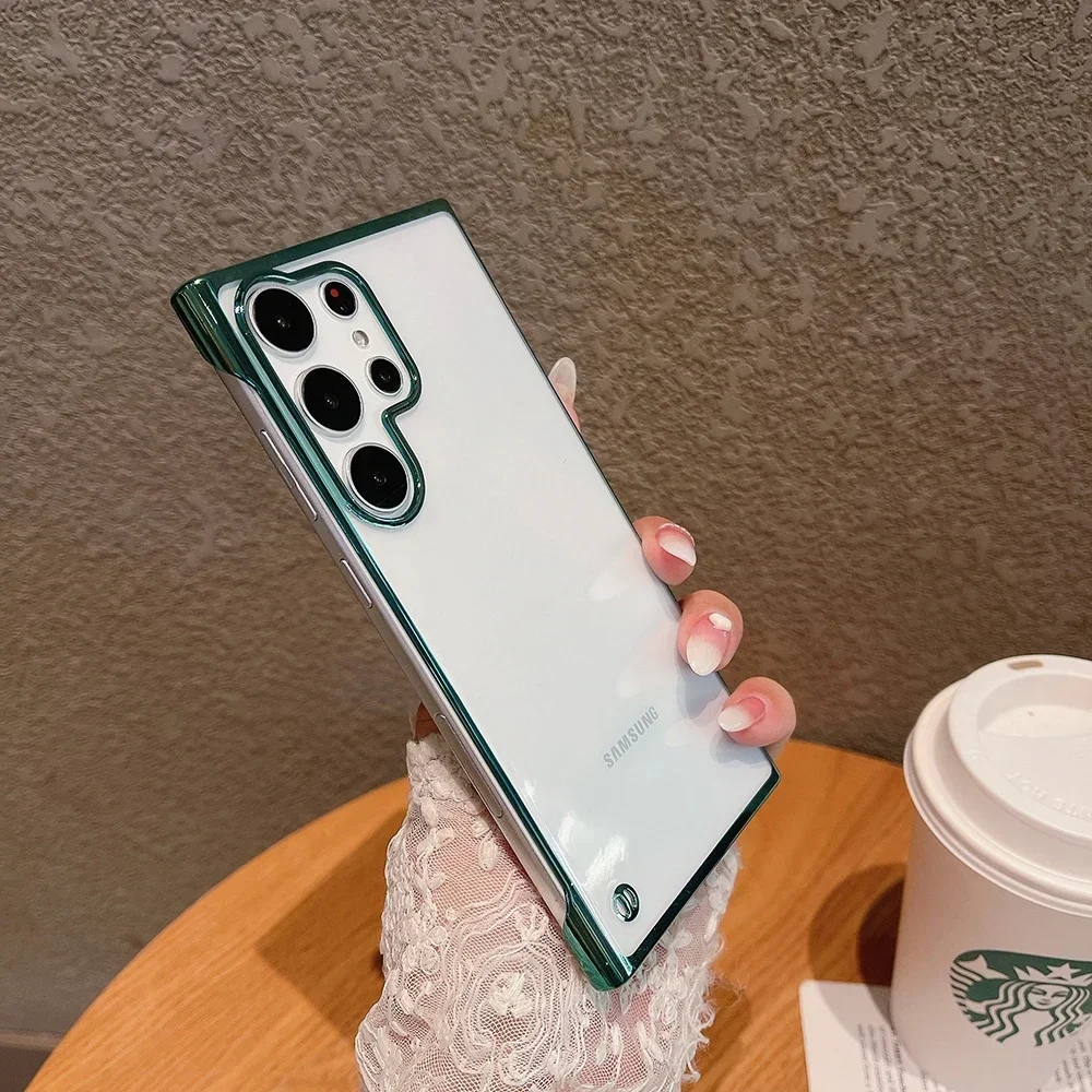 Гальванический Бескаркасный чехол для Samsung Galaxy S23 S24 Ultra S22 S21 FE Note20 тонкий