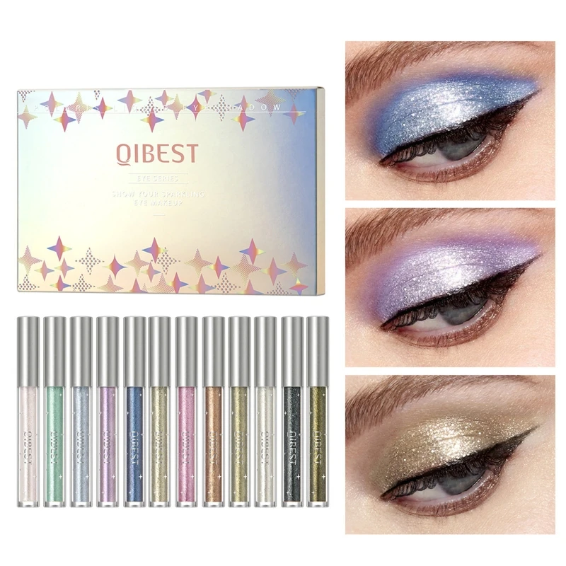 

Жидкие тени для век, металлик, гель для красоты, крем для век, 12 цветов, макияж глаз