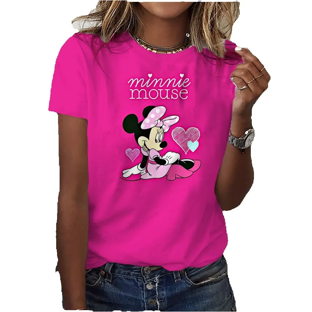 

Женская летняя одежда, футболка с графическим принтом, модная футболка с коротким рукавом и принтом Диснея Минни Микки, трендовая Футболка с принтом 90-х, женская одежда, футболка