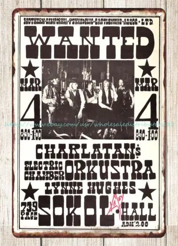 Концертный постер Charlatans Sokol Hall 1966 металлические жестяные рекламные репродукции