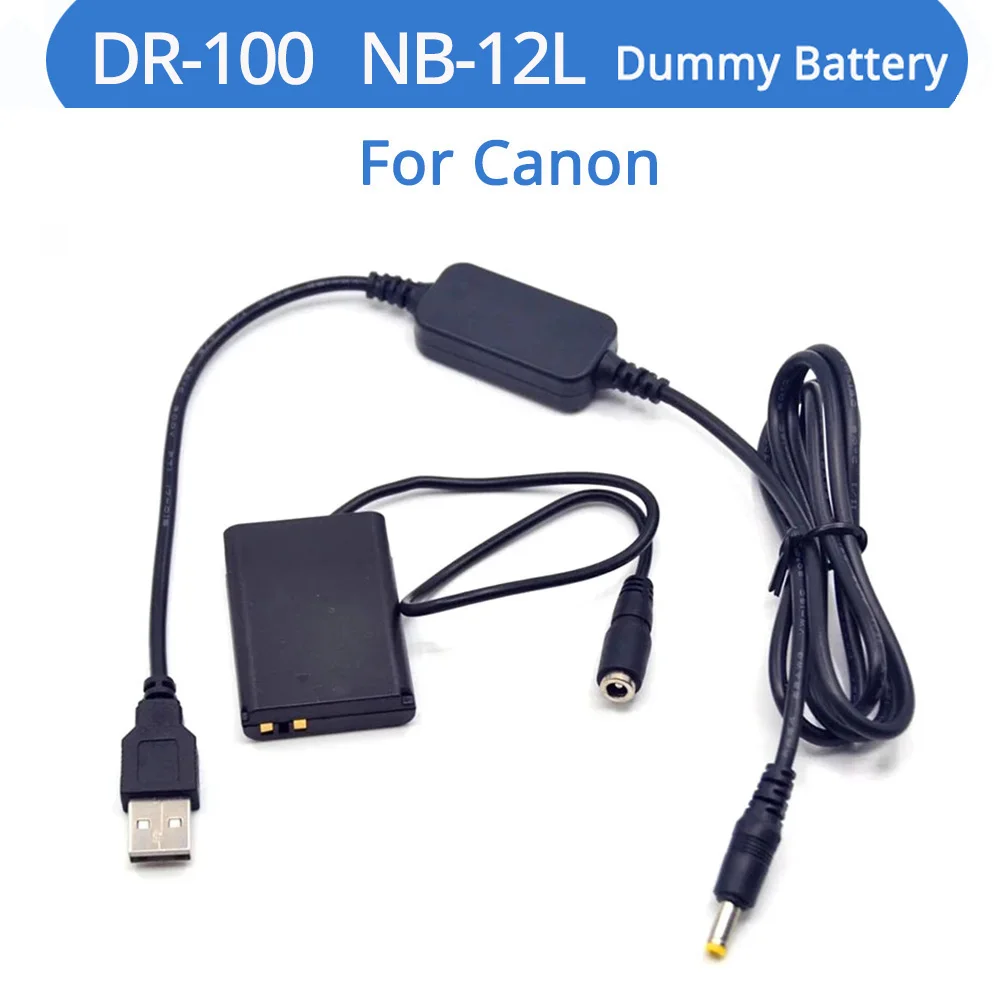 

ACK-DC100 Power Bank 5V USB Cable NB-12L NB12L Dummy Battery DR-100 DC Coupler For Canon G1 X Mark II N100 Camera