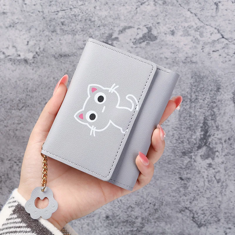 Женский кошелек из искусственной кожи с милым котом простой кисточкой для