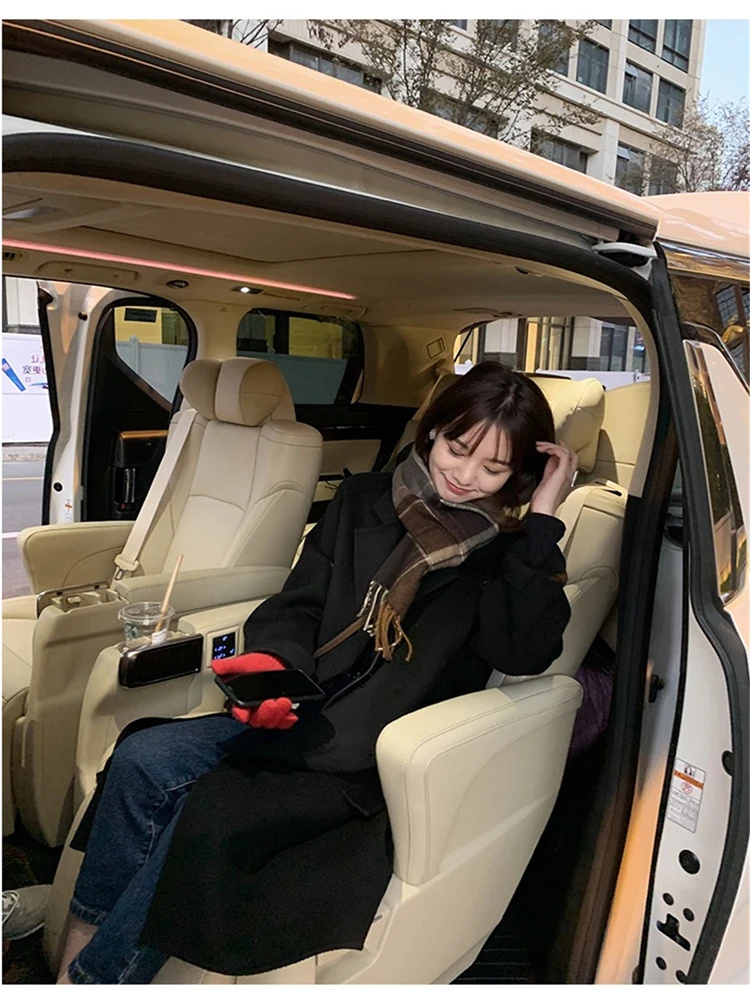 Черное двустороннее кашемировое пальто женское Новое поступление 2024 маленькое