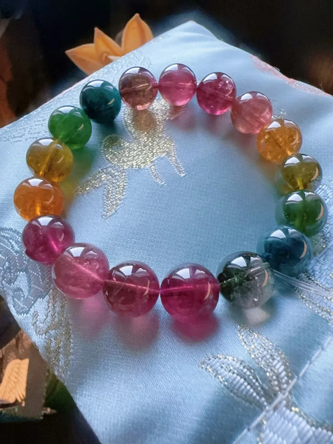 Натуральный красочный красный турмалин прозрачные бусины браслет 11 4 мм синий