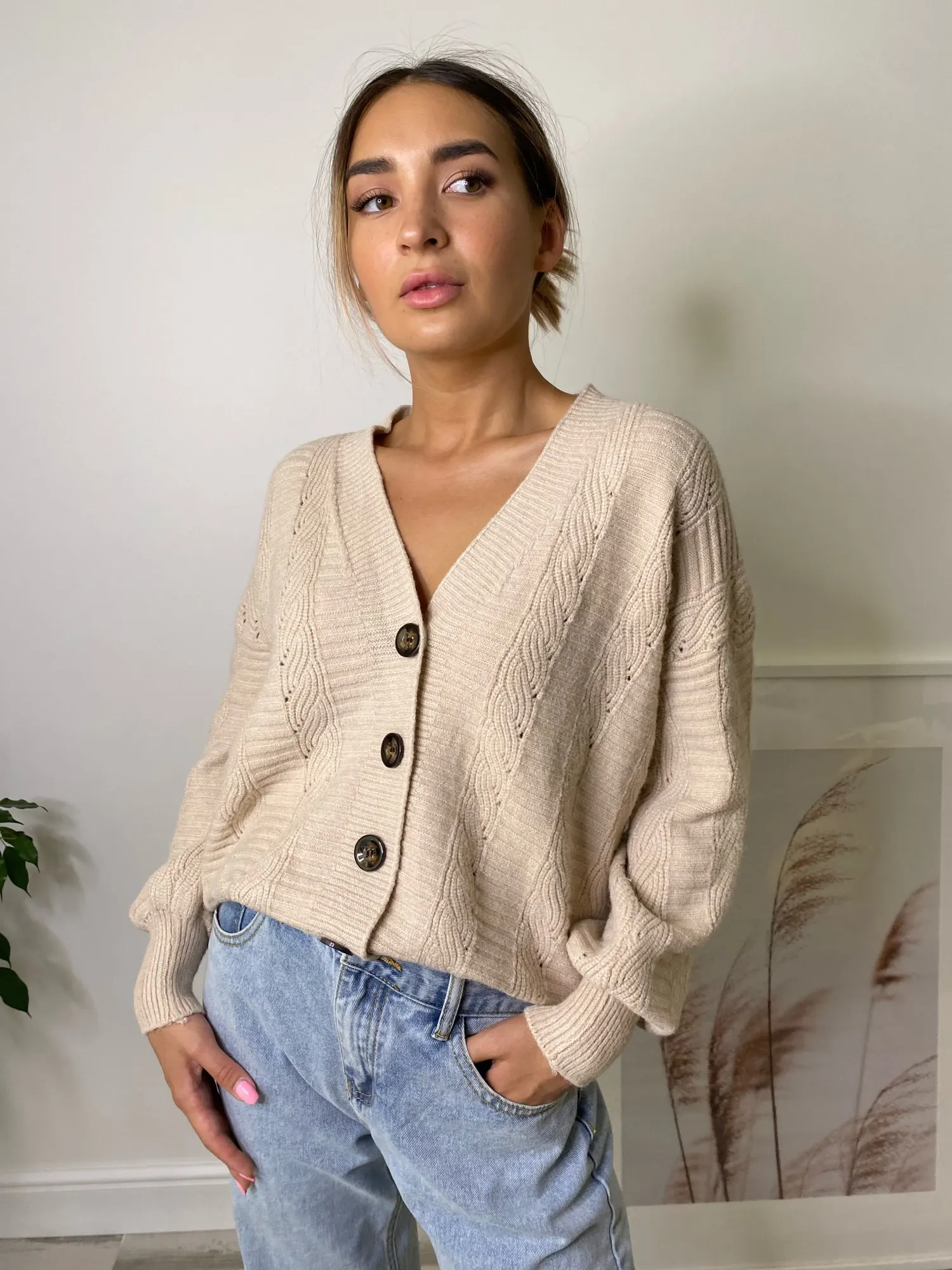 Новинка женская одежда кардиган с V-образным вырезом большого размера d свитер