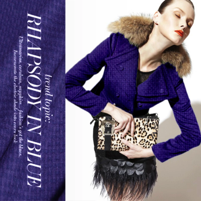 

Двойная плетеная синяя шерстяная ткань, модная шерстяная ткань, оптовая продажа шерстяных тканей на метр для шитья