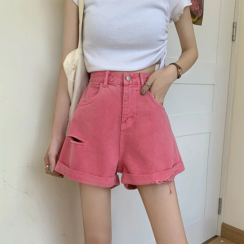 

Shorts Women Loose New Solid Trendy Ins Simple Pretty Cozy Casual Sweet Lively All Match Summer Femme Bottoms Breathable Vintage