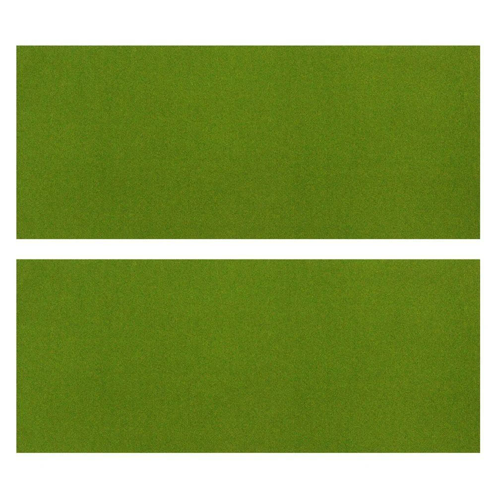 

2 Pcs Miniature Train Fake Turf DIY Flocking Lawn Toy Room Train Scenery Decoration Green Turf Lawn Paper Accessories Lawn Mats