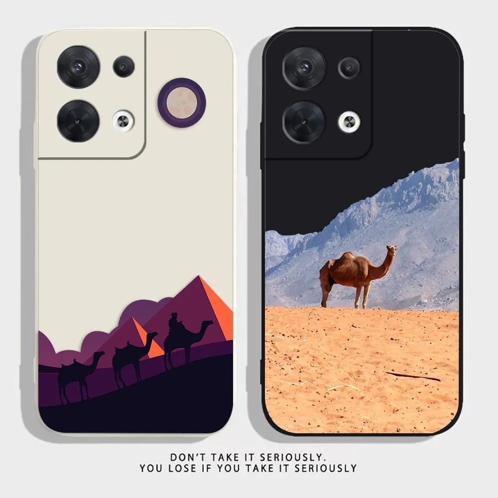 

Desert Camel Phone Case For OPPO RENO 8 7 9 6 7SE 5 4 4SE 4 3 4G 5G PRO PLUS Colour Liquid Silicone Case Cqoue Funda Shell Capa