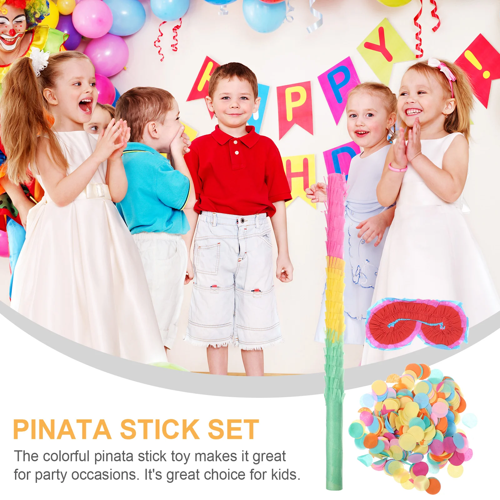 

Pinata Party Stick Blindfold Pinatas Paper Pick Upfor Mexican Summer Birthday Set Sticks Kids Toy Supplies Bat Glasses Costume