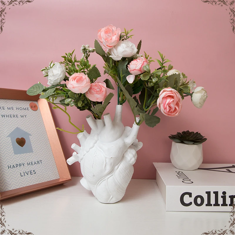 

Resin anatomy white vase heart vase vase flower pot heart-shaped sculpture flower pot home decoration art design home decor