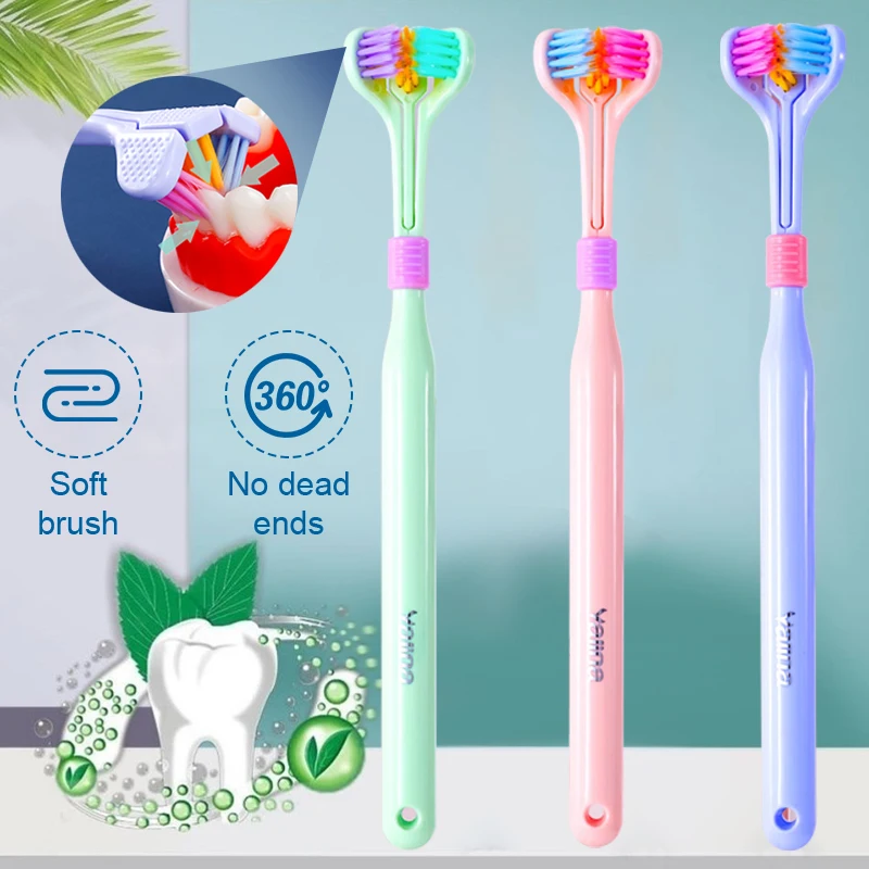 Three-Sided Soft Bristle Toothbrush Ultra Fine Soft Bristle Adult Toothbrush Oral Care Safety Teeth Brush Cleaning Mouth Cleaner