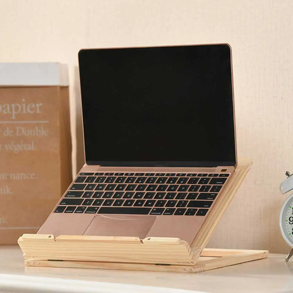 

Adults Book Reading Holder Anti-skid Laptop Notebook Stand Wood Folded Support Rack Mount Bedroom School Office