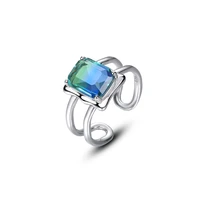 amaiyllis 925 sterling silver minimalist gradient tourmaline index finger ring personality open ring jewelry
