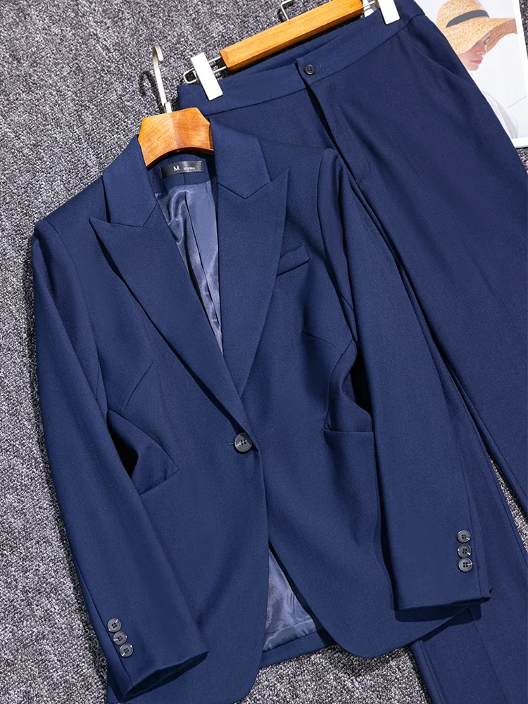 High Quality Women Blazer Pants Sets Suit Ladies Gray Black Long Sleeve Jacket Trouser Female Business Work Coat 2 Piece Set