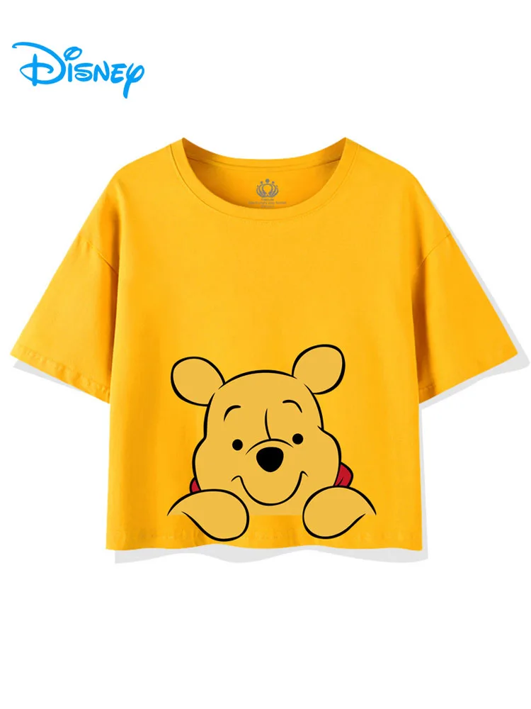 

Disney Winnie the Pooh Crop T Shirt Women Harajuku Sexy Short T Shirt Summer Casual O Neck Short Sleeve Cartoon Tee Tops Femme