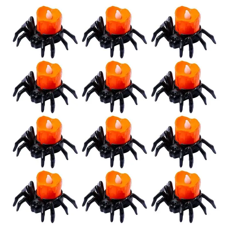 

Halloween Tea Light 12pcs Flameless Pumpkin Candle Lights Decorative Tealights Halloween Decorations Props For Practical Joke Da