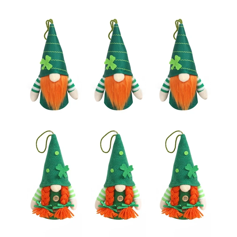 

6 Pcs Gnome Doll For St Patricks Day Decorations, Green Clover Hat Scandinavian Faceless Doll For St Patrick's Day Decor