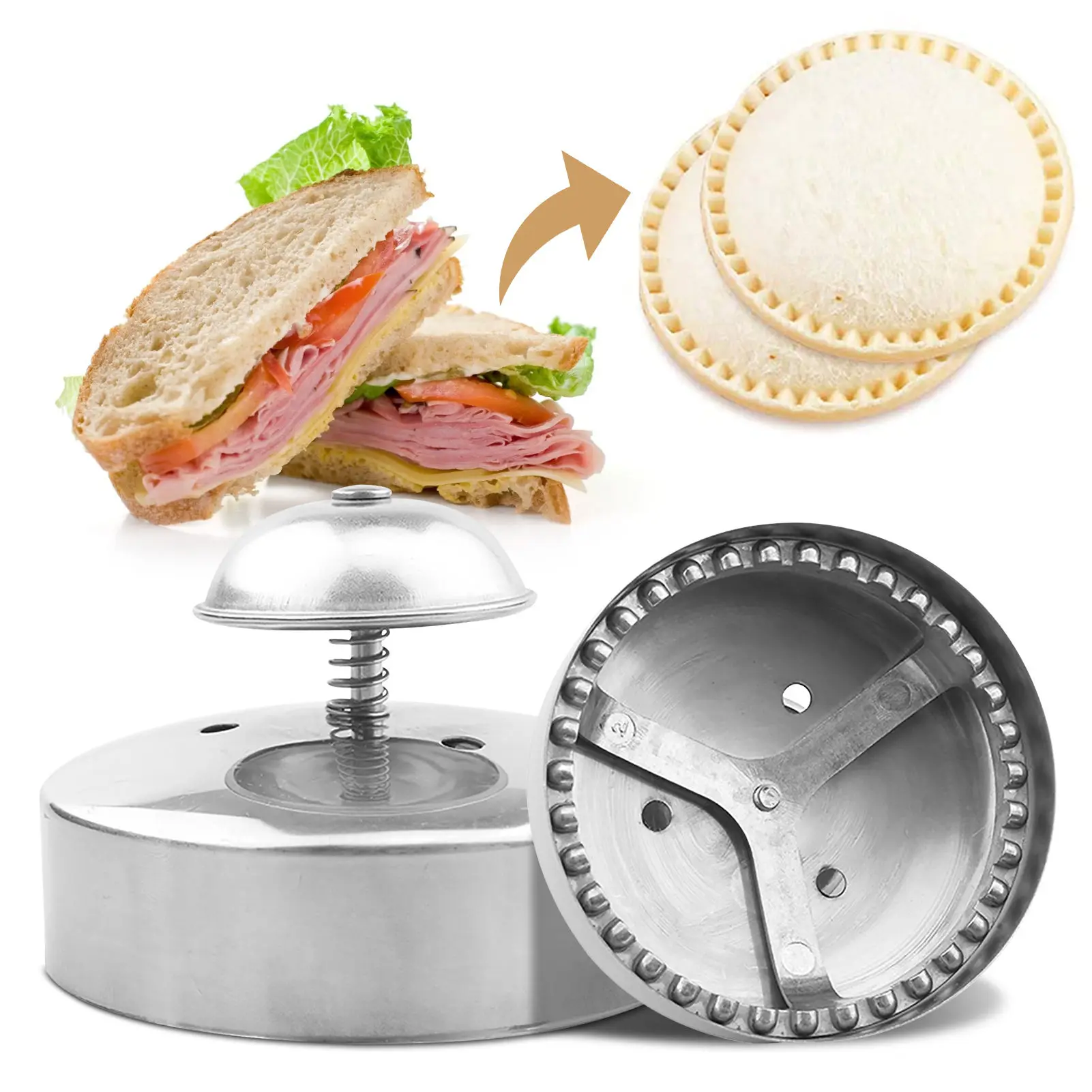 

Sandwich Cutter And Sealer For Kids Stainless Steel Round Sandwich Maker Pastry Cookies Mold For Hamburgers Baking Bento Tools