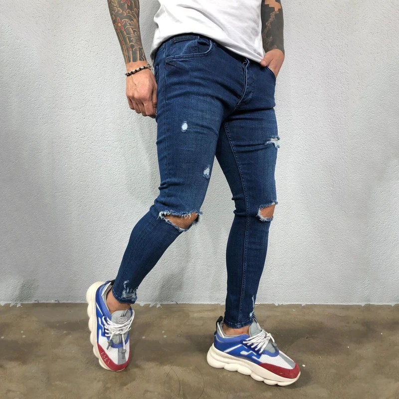 Fashion trend men's trousers clothing store Youth Casual Loose Stretch Breathable Jeans student trend all-match denim trousers