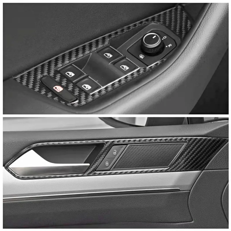 

Carbon Fiber Car Interior Door Handle Panel Trim Cover For Volkswagen VW Magotan Arteon Window Control Panel Sticker Accessories