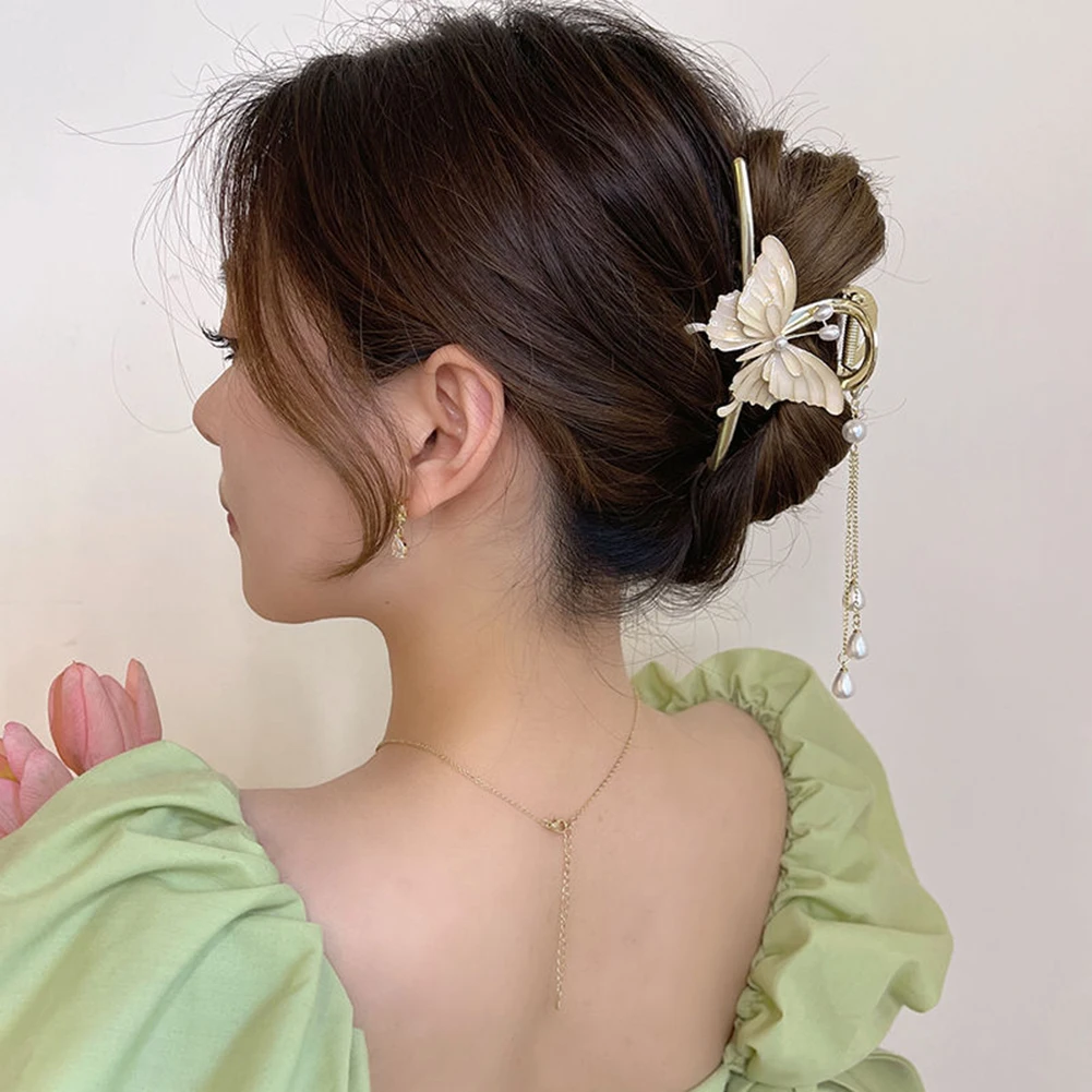 

Новые заколки для волос с прозрачными кристаллами, Бабочка, кисточка, заколка-краб для волос, аксессуары для волос