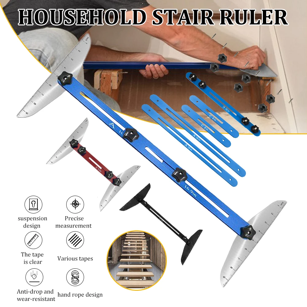 

Stair Treads Gauge Template Tool Adjustable Measuring Stair Jig, Shelf Scribe Tool for Stairs/Risers/Shelf & Cutting Drywall