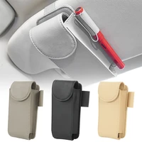 leather car sun visor point pocket organizer bag card glasses storage holder car styling ic card holder sunshade bag