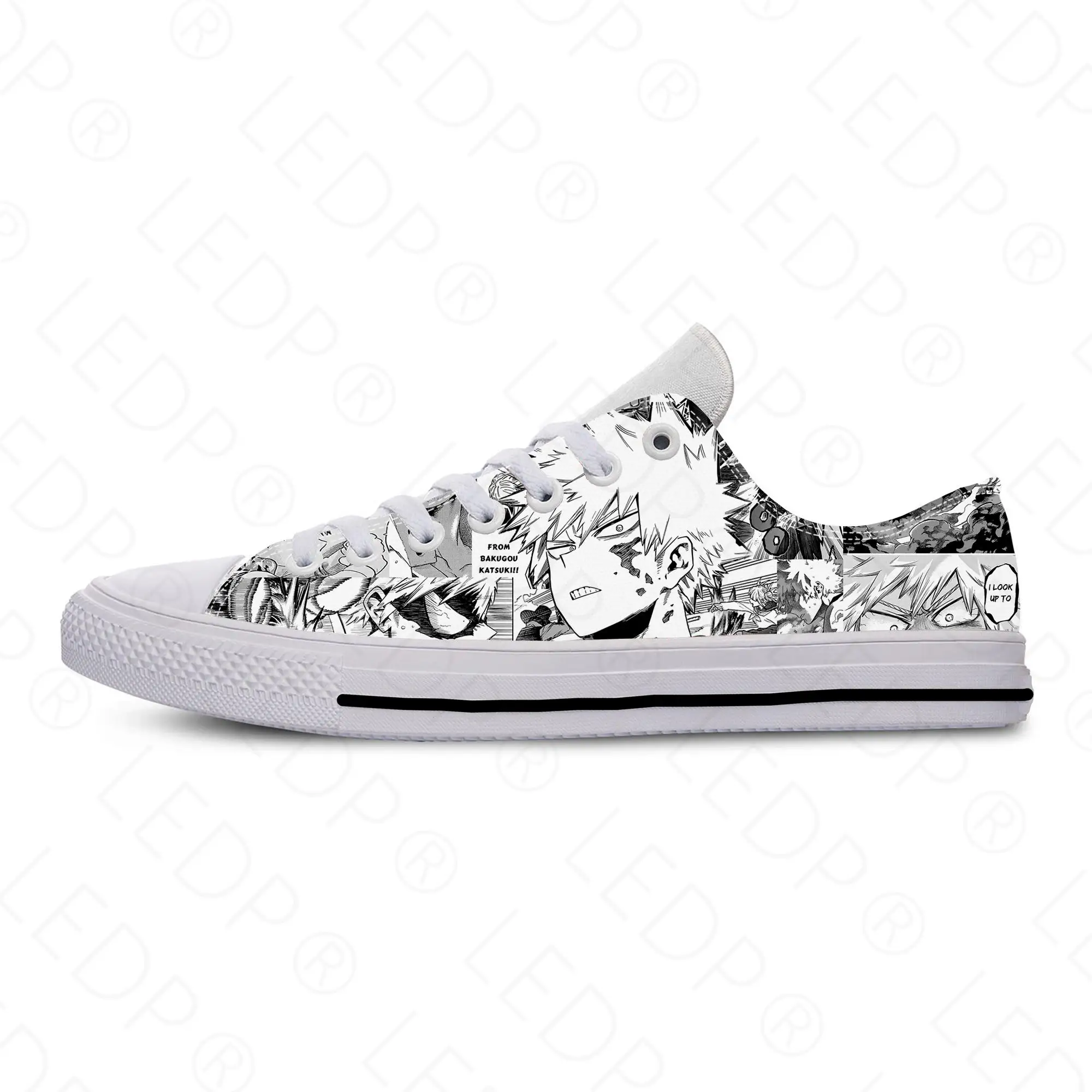 

Hot Japanese Anime My Hero Academia Bakugo Katsuki Casual Cloth Shoes Low Top Breathable Lightweight 3D Print Men Women Sneakers