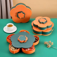 rotating snack serving tray petal rotating dried fruit plate snacks storage tray phone holder tray home wedding christmas party