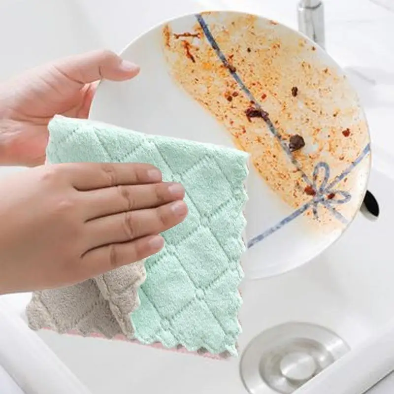

1pc Microfiber Towel Absorbent Kitchen Cleaning Cloth Non-stick Oil Dish Towel Rags Napkins Tableware Household Cleaning Towel