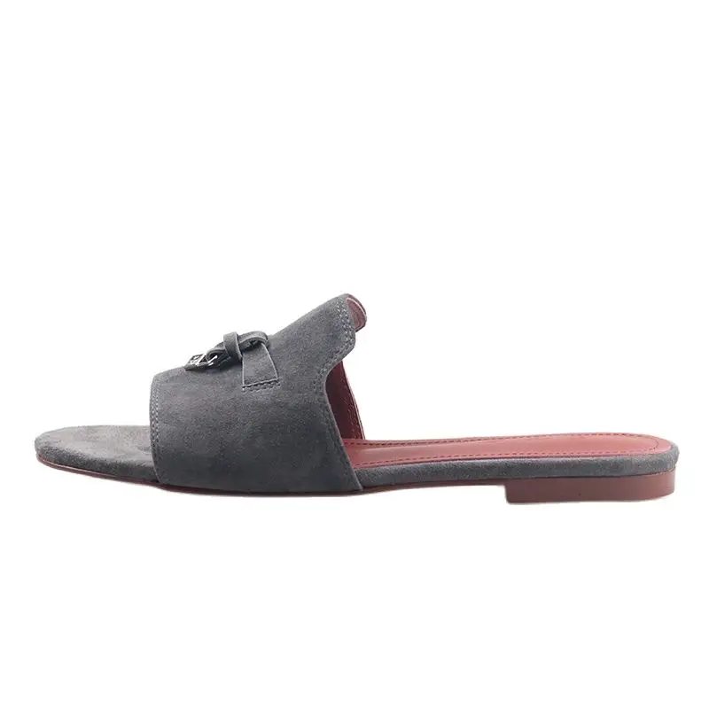 

Летние Новые карамельные Ретро шлепанцы на плоской подошве с замком, модные повседневные женские пляжные Тапочки