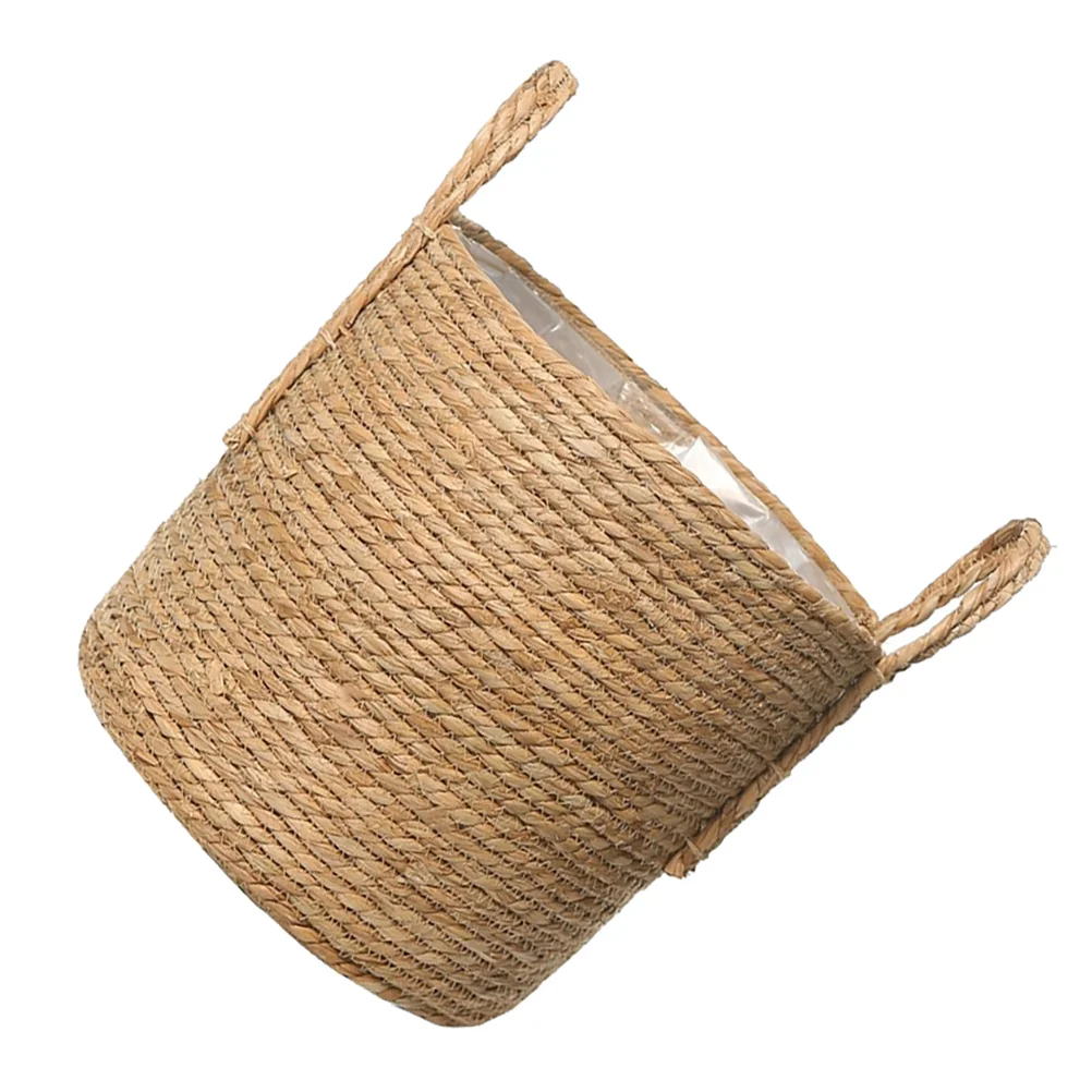 

Basket Woven Flower Planter Pot Seagrass Wicker Vase Straw Rattan Storage Baskets Indoor Pots Planters Laundry Flowerpot Can