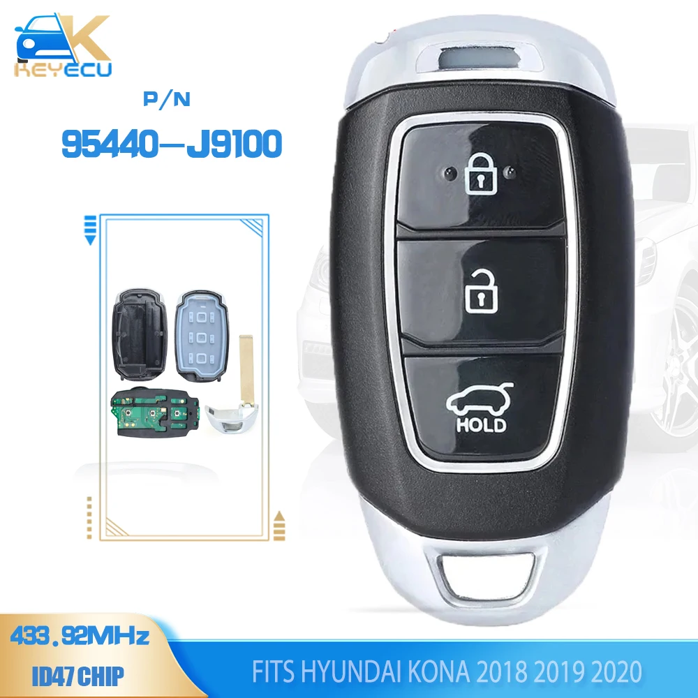 KEYECU P/N: 95440-J9100 дистанционный ключ 433 92 МГц FSK NCF29A1X / HITAG 3 47 чип 3B для Hyundai Kona 2018 2019 2020