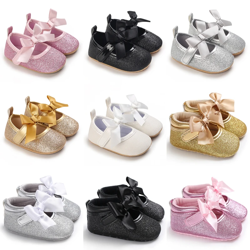 

2022 Brand New Newborn Infant Baby Girl Princess Lace Crown Shoes Sequined Cotton Soft Sole Crib Prewalker Shoes First Walkers