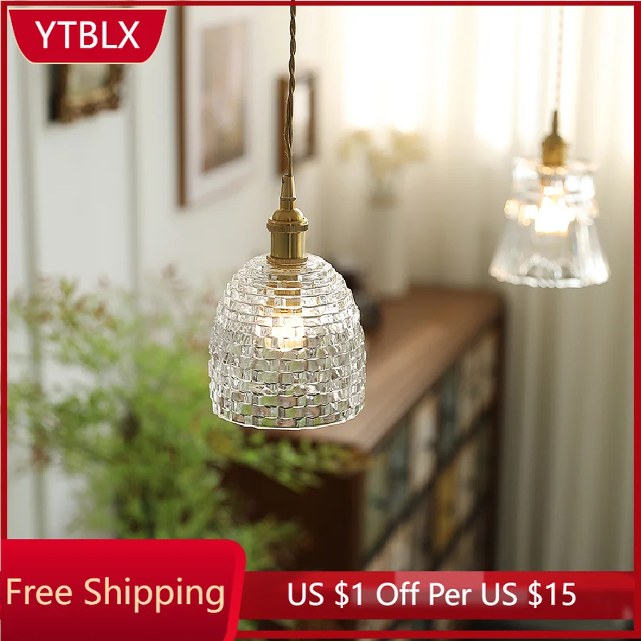 

IWP American Classic Chandelier Glass LED Pendant Lamp Flower Shape Chandelier Light For Dining Room Bedroom Aisle Living Room