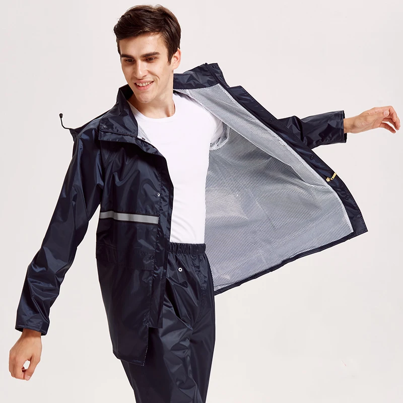 

Nylon Scooter Raincoat Jacket Waterproof Adult Set Plastic Men Raincoat Thick Waterproof Chubasquero Hombre Men Rain Coat Gift