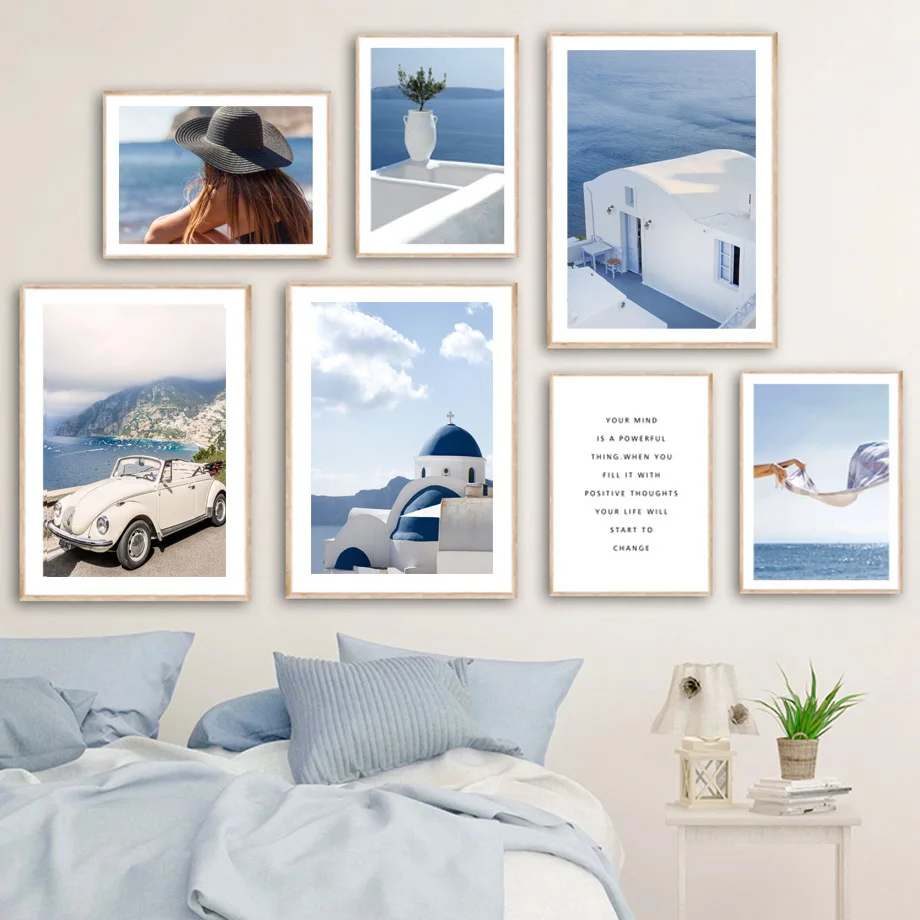 

Вывески для путешествий с изображением дельфина синего Морского Пейзажа, настенная живопись на холсте, скандинавские плакаты и принты, нас...