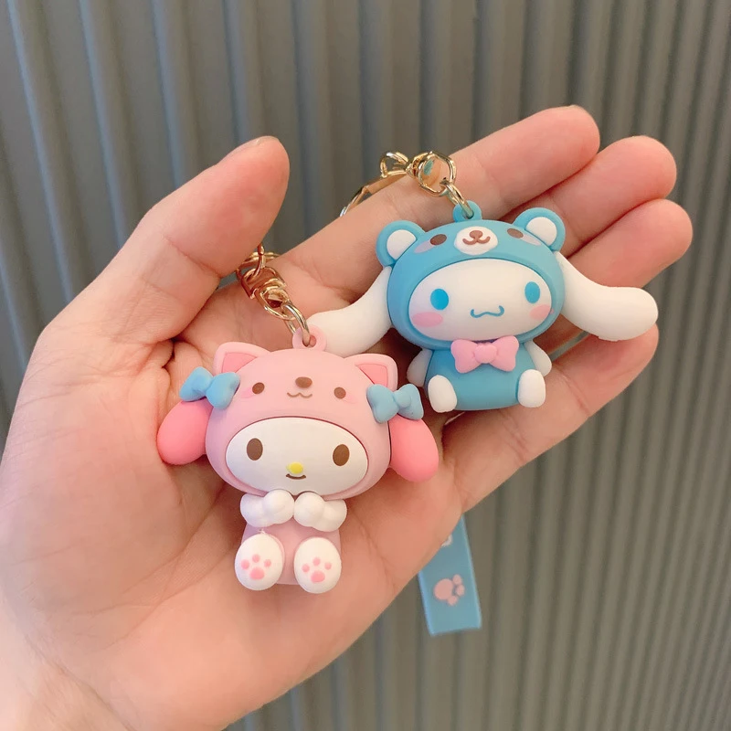 

Модный милый брелок для ключей Kuromi Melody Cinnamoroll Hello Kitty pompurin, аниме школьная сумка Sanrio, Очаровательная подвеска