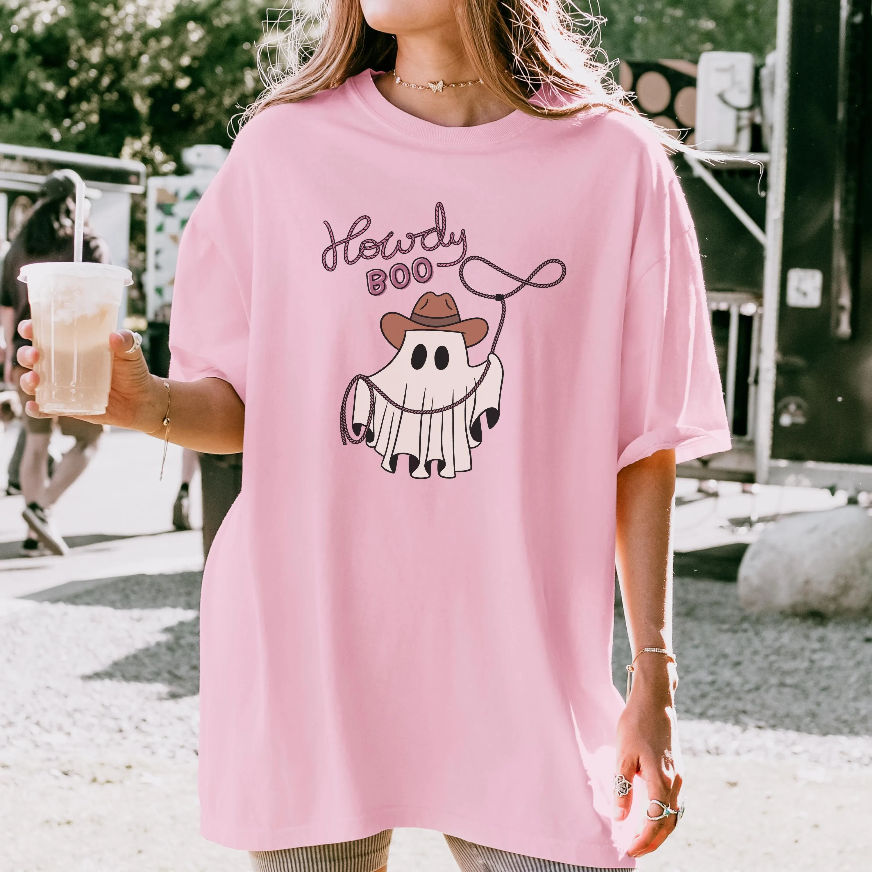 Howdy Boo Западный Хэллоуин Комфортные цвета Осенняя футболка Женская модная