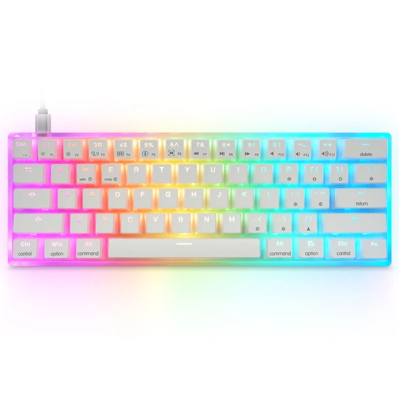 AK61 проводной 60% Gateron 3-контактный переключатель RGB подсветка программируемая
