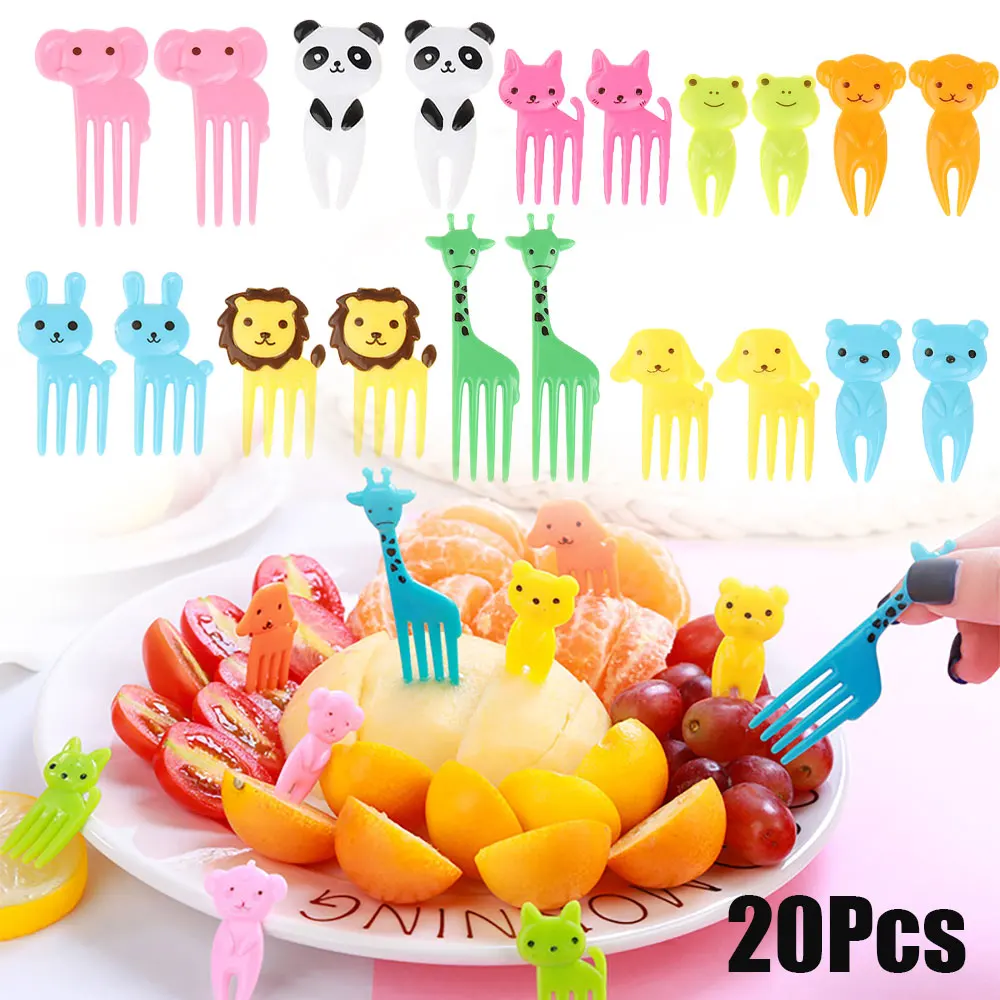 

Mini Forks Animal Food Picks for Kids Cute Fruit Fork Bento Box Decor Reusable Cartoon Children Snack Cake Dessert Lunch Pick