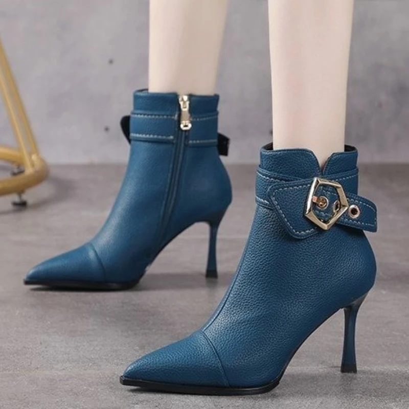 

Женские зимние ботинки 2022, женские ботильоны, повседневные Винтажные ботинки, модные ботинки на очень высоком каблуке