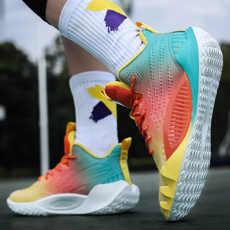 Color Tread mesh surface breathable high-quality MD outsole luminous basketball shoes 36-45