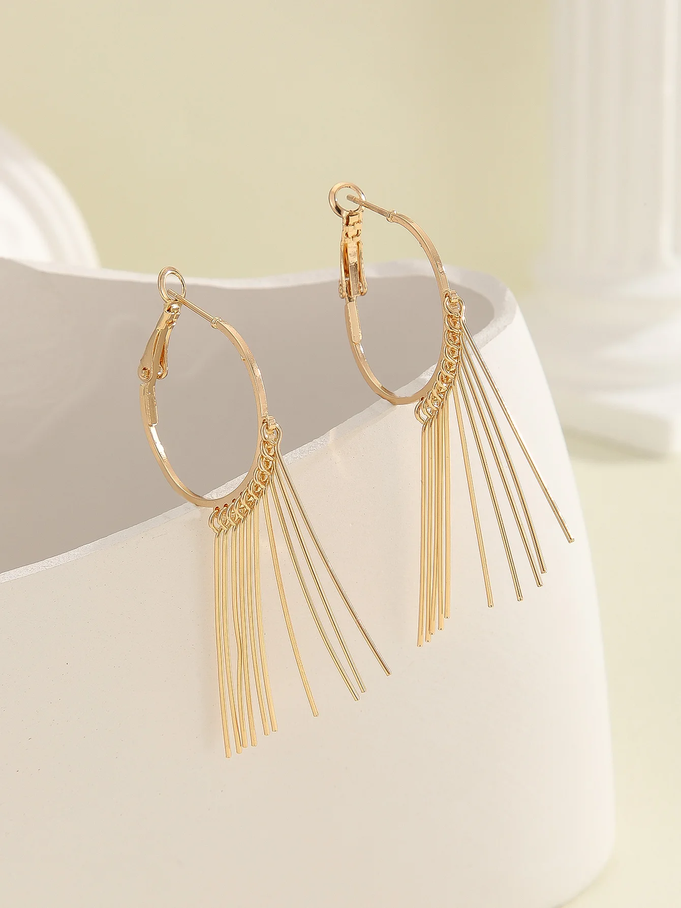 Минималистичные серьги с кисточками и линией для женщин девушек Позолоченные