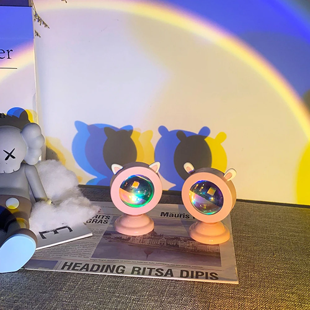 

LED Mini Sunset Light Atmosphere Night Light Ins Projector Photo Rainbow Table Lighting Room Decor Portable USB RGB Night Lamp