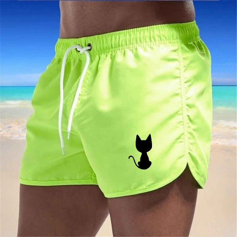

Men'S Board Shorts Summer Fashion Cat Back View Printing Men'S Beach Swimwear Quick-Drying Shorts Casual Jogging Sports Shorts
