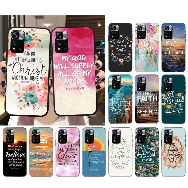

Phone Case For Xiaomi Redmi Note 12Pro 11 11S 11T Pro 10 9Pro Note10S Redmi 10 9 10C 9C Bible verse Jesus Christian Case