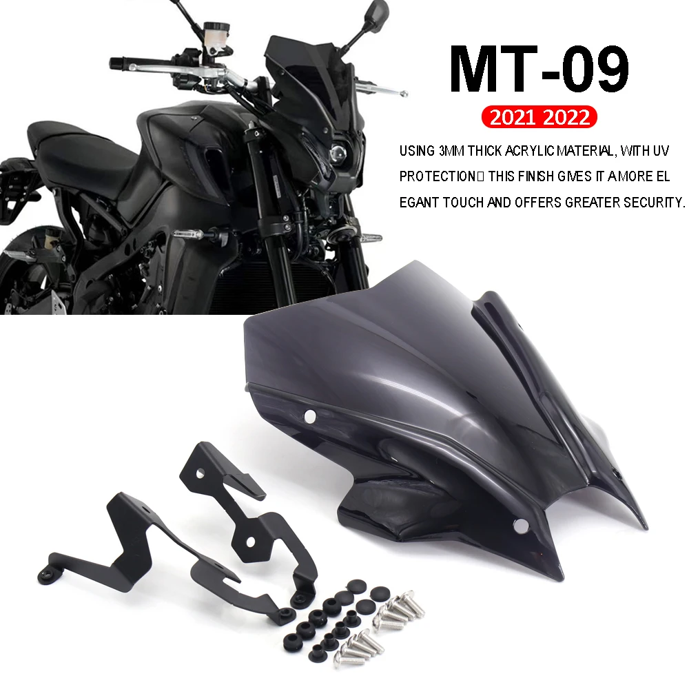 

MT09 FZ09 windshield Touring sports sun visor wind deflector windshield Motorcycle accessories for Yamaha MT-09 FZ-09 2021 2022